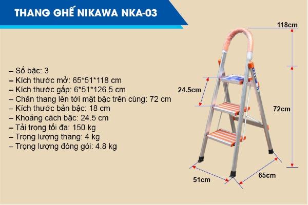 Thang ghế 3 bậc Nikawa NKA