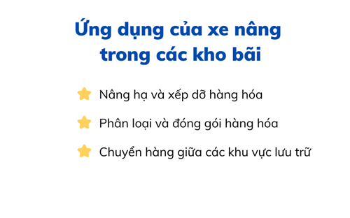 Ứng dụng của xe nâng hàng được dùng phổ biến trong ngành gì?