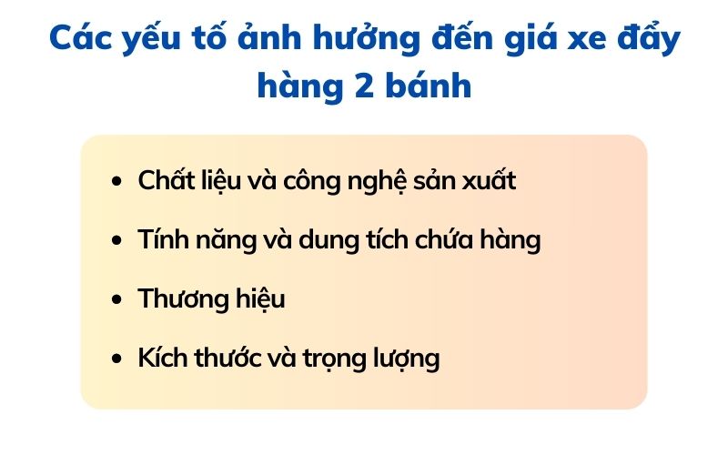 Các yếu tố ảnh hưởng đến giá xe đẩy hàng 2 bánh