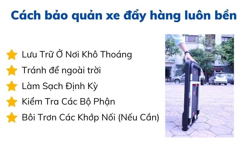 Cách bảo quản xe đẩy hàng luôn bền