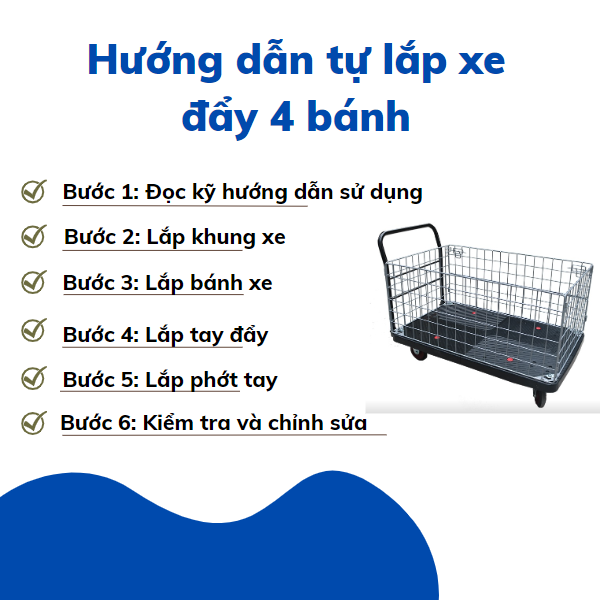 Hướng dẫn cách lắp xe đẩy 4 bánh chi tiết? 