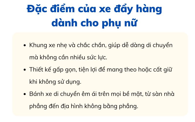 Đặc điểm của xe đẩy hàng dành cho phụ nữ