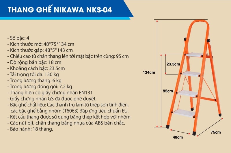 Thang nhôm ghế Nikawa NKS-04