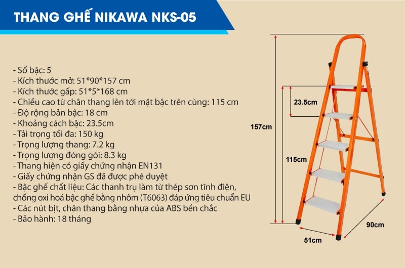 Thang nhôm ghế Nikawa NKS-05