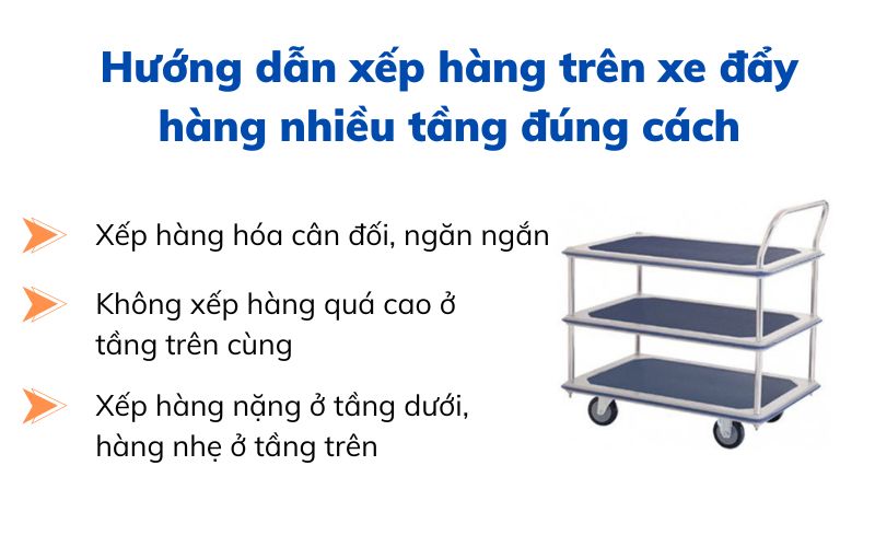 Hướng dẫn xếp hàng trên xe đẩy hàng nhiều tầng đúng cách