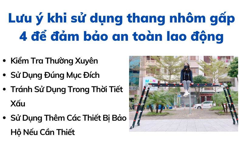 Lưu ý khi sử dụng thang nhôm gấp 4 để đảm bảo an toàn lao động