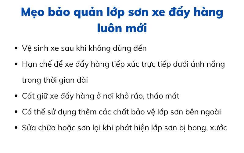 Mẹo bảo quản lớp sơn xe đẩy hàng luôn mới