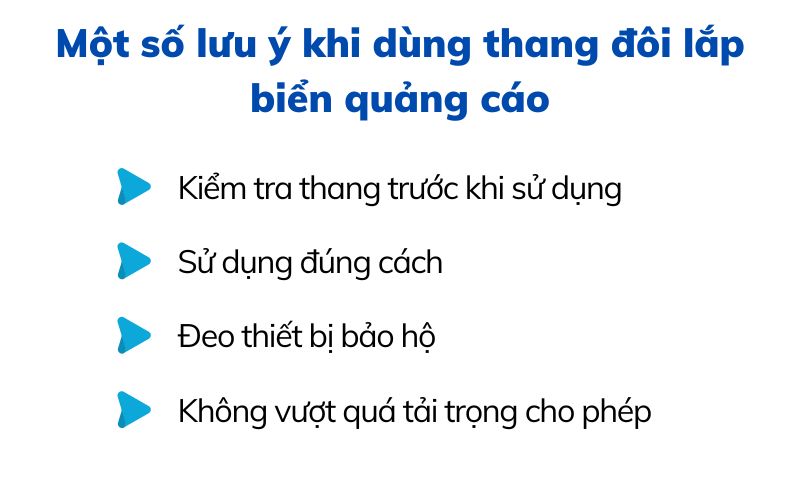 Một số lưu ý khi dùng thang đôi lắp biển quảng cáo