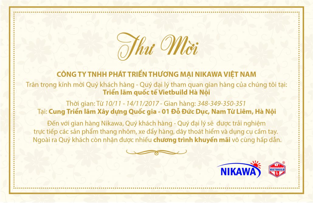 Bạn có hẹn với Nikawa Việt Nam tại Vietbuild Hà Nội 10-14.11.2017