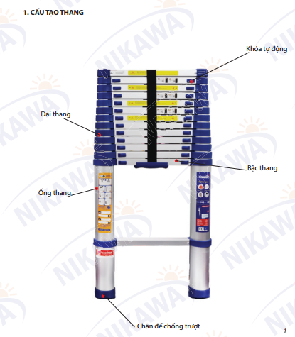 Hướng dẫn sử dụng và bảo quản thang nhôm rút đơn Nikawa