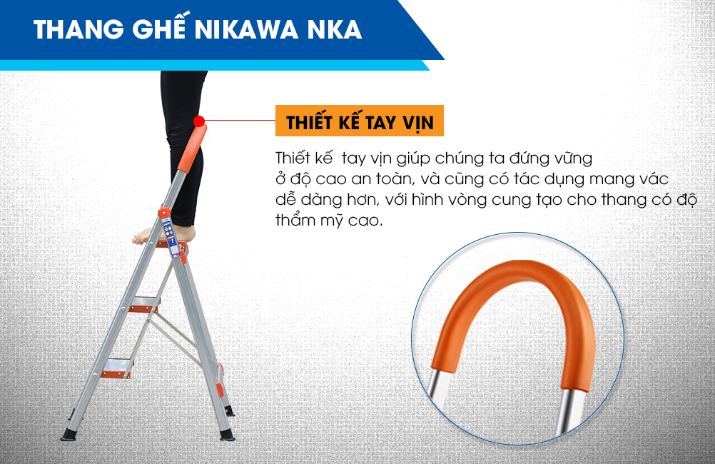 thiết kế tay vịn thang nhôm ghế nikawa tiện dụng 