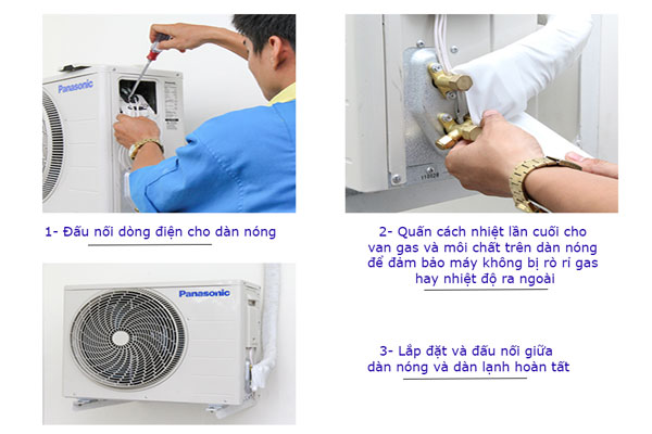 Đấu nối dòng điện cho dàn nóng của máy lạnh