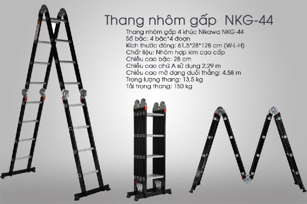 Thang nhôm gấp 4 khúc Nikawa NKG-44