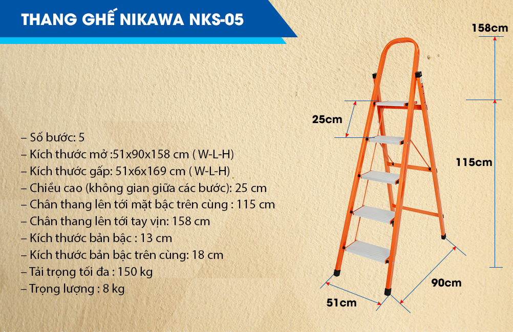 Thang nhôm ghế Nikawa nks-05 được rất nhiều chị em chọn lựa