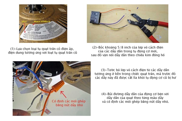 Hướng dẫn cách đấu tụ quạt trần