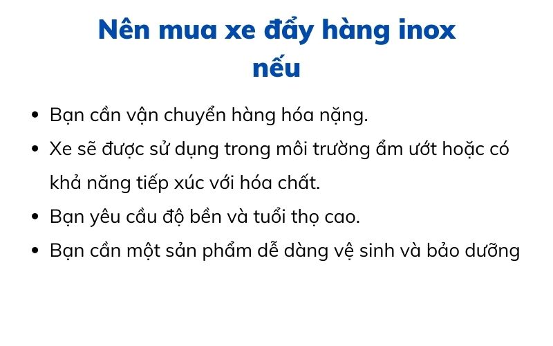 Nên mua xe đẩy hàng inox nếu