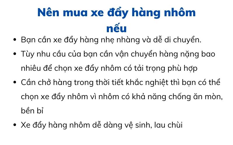 Nên mua xe đẩy hàng nhôm nếu