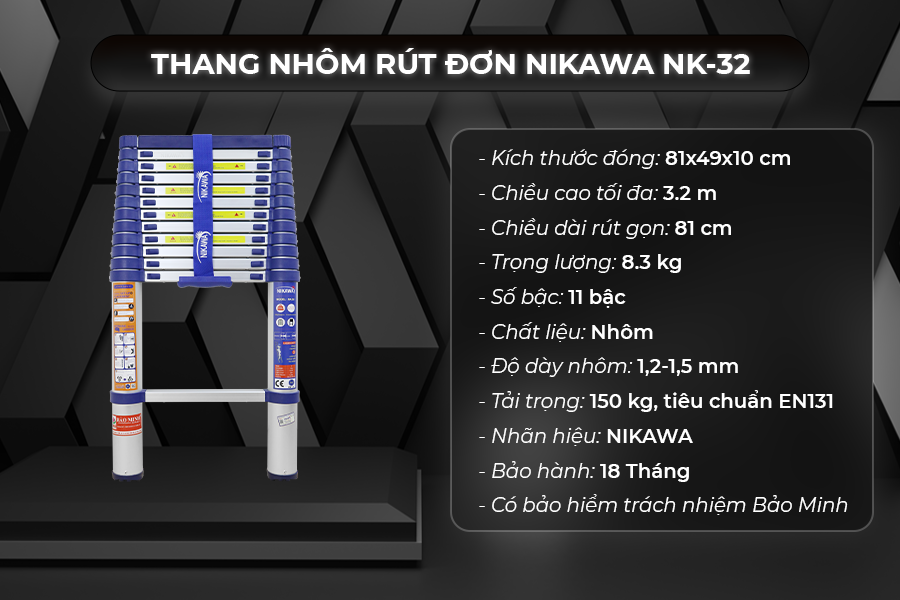Thang nhôm rút đơn NK-32 New
