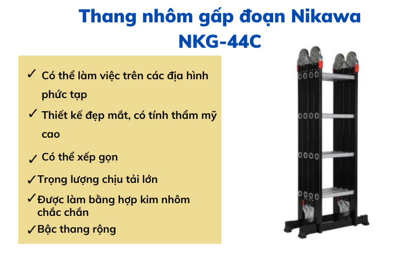 Thang nhôm gấp đoạn Nikawa NKG-44C