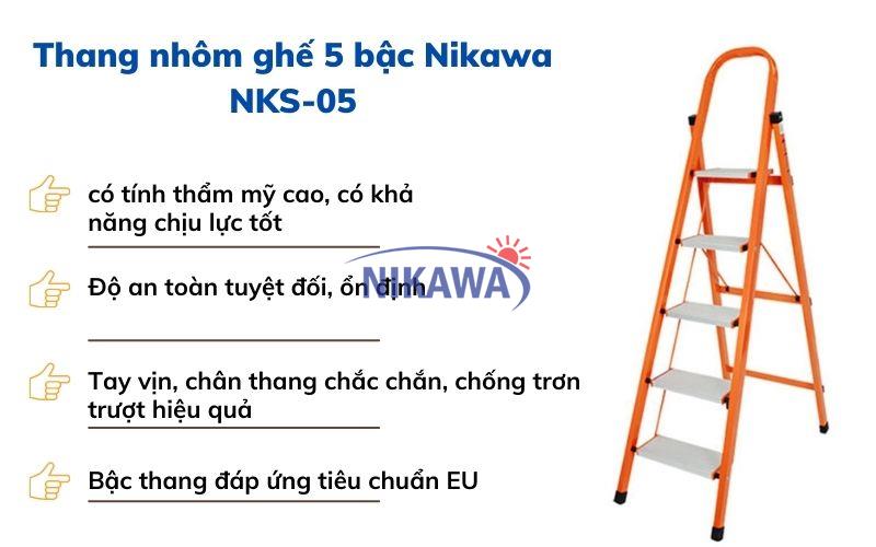 Thang nhôm ghế sắt 5 bậc Nikawa NKS-05