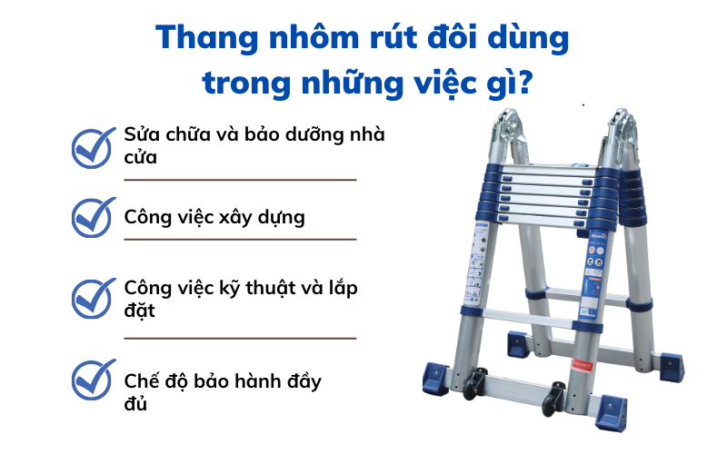 thang nhôm rút đôi dùng cho những công việc gì