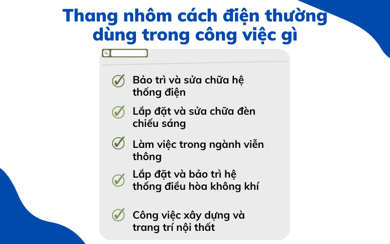 thang nhôm cách điện thường dùng trong công việc gì