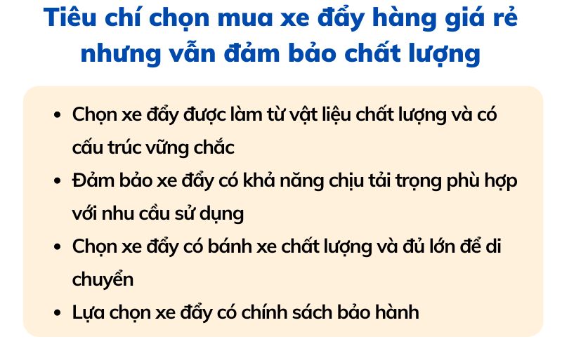 Tiêu chí chọn mua xe đẩy hàng giá rẻ nhưng vẫn đảm bảo chất lượng