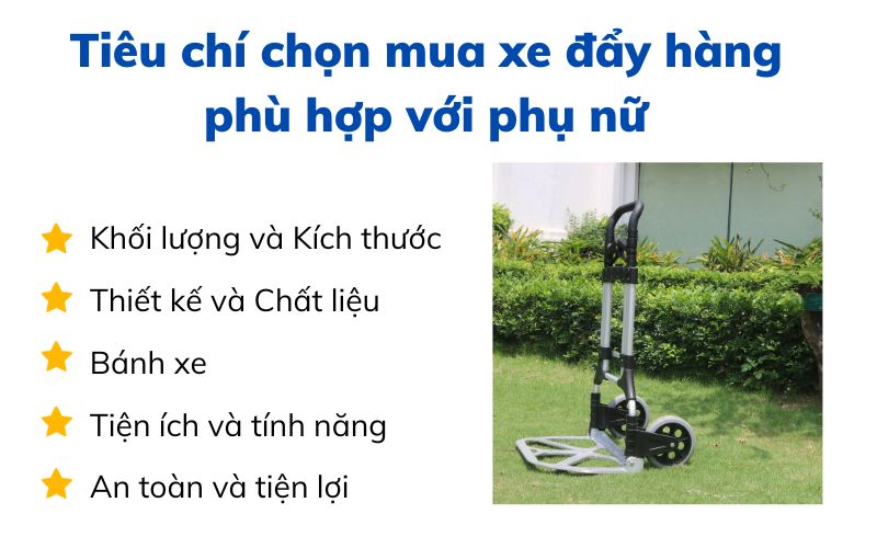 Tiêu chí chọn mua xe đẩy hàng phù hợp với phụ nữ