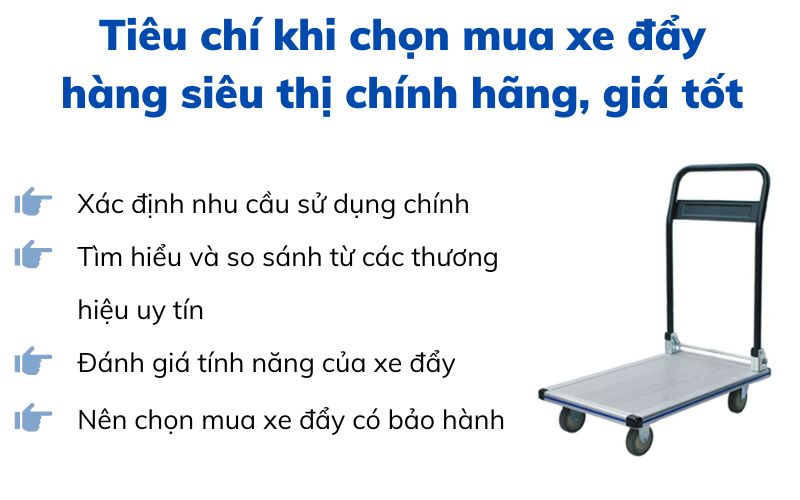 Tiêu chí khi chọn mua xe đẩy hàng siêu thị chính hãng, giá tốt