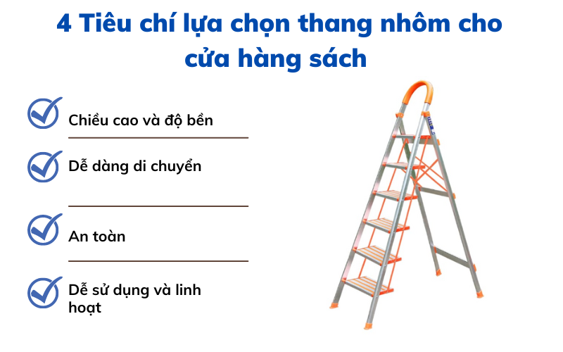 thang nhôm dùng cho cửa hàng sách