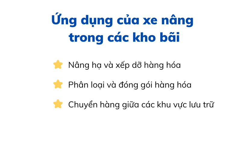 Ứng dụng của xe nâng trong các kho bãi